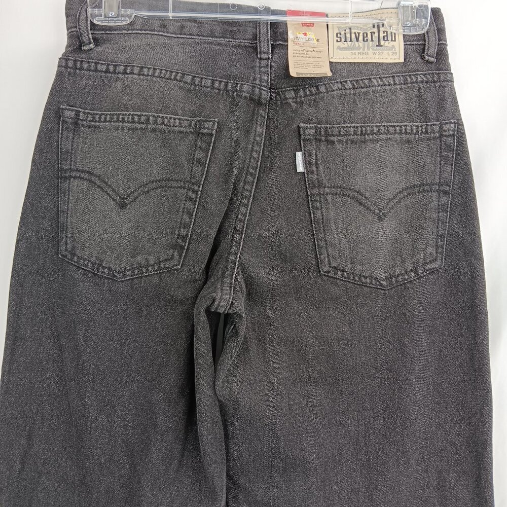 NEW LEVI'S SILVER TAB Stay loose Boy Jeans Black Size 14 Straight leg - Picture 4 of 9